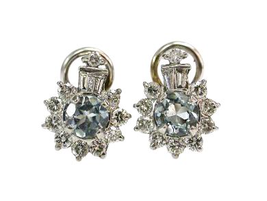 Aquamarine Cluster Earrings