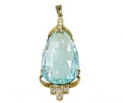 Art Deco 18.83ct Aquamarine and Diamond 18kt Pendant