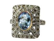 Vintage Aquamarine and Diamond Ring