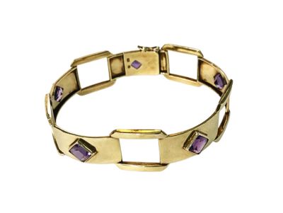 Art Deco Amethyst and Gold Bracelet