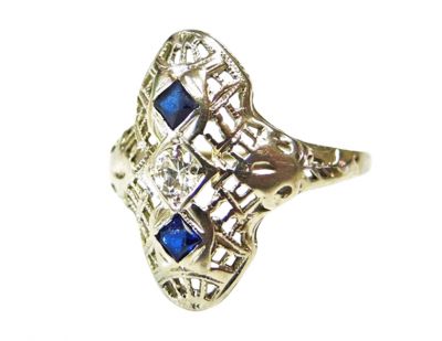 Art Deco Diamond and Sapphire Ring