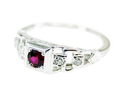 Art Deco Inspired Ruby and Diamond Ring