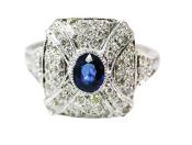 Art Deco Inspired Sapphire and Diamond Ring