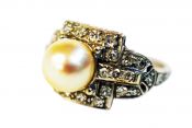 Art Deco Pearl and Diamond Ring