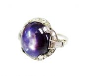 Art Deco Purple Star Sapphire and Diamond Ring