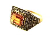 Art Deco Style Citrine and Diamond Ring