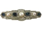 Art Deco Sapphire and Pearl Brooch