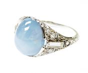 Art Deco Star Sapphire and Diamond Ring
