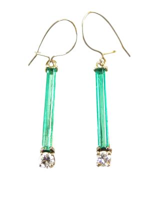 Art Deco White Gold Emerald And Diamond Drop Earrings