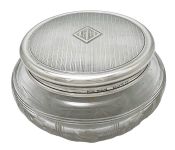 Art Deco William Kerr Sterling & Silver & Cut Glass Dresser Jar 