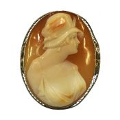 Art Deco Carved Conch Shell Cameo