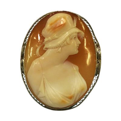 Art Deco Carved Conch Shell Cameo