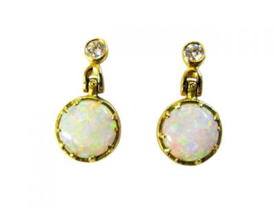 Audrius Krulis Opal and Diamond Earrings
