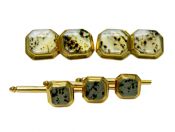 Birks Ellis Ryrie Moss Agate Cufflinks and Stud Set