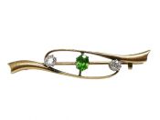 Green Garnet and Diamond Brooch
