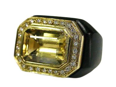 Citrine and Ebony Ring