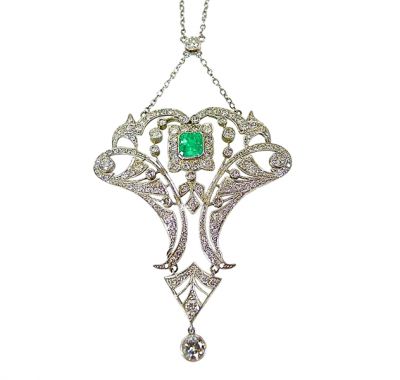Vintage Emerald and Diamond Pendant