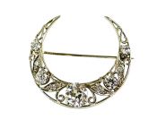 Diamond Crescent Brooch