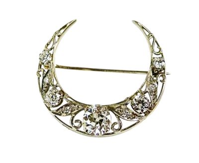 Diamond Crescent Brooch