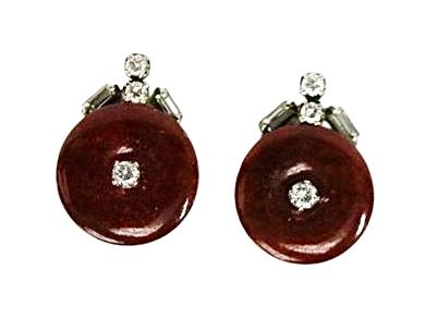 Carnelian Diamond Earrings