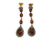 Vintage Style Citrine and Diamond Drop Earrings