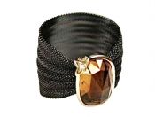 Modern Citrine and Diamond Mesh Ring
