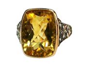 Vintage 11.14ct Citrine and Diamond Ring