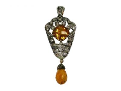 Citrine and Diamond Pendant