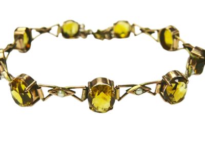 Antique Citrine and Pearl Bracelet