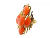 Marquise Coral Cluster Ring