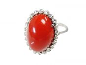 Vintage Coral and Diamond Ring