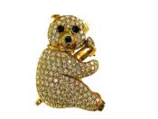Diamond Bear Brooch