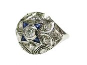 Art Deco .25ct Diamond and Sapphire Platinum Ring