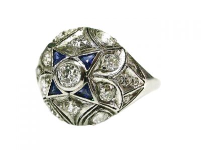 Art Deco .25ct Diamond and Sapphire Platinum Ring