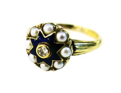 Diamond and Pearl Victorian Ring