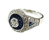 Diamond and Sapphire Art Deco Style Ring