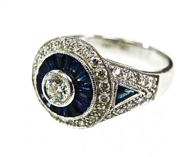 Diamond and Sapphire Art Deco Style Ring