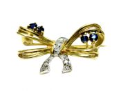 Diamond and Sapphire Bow Brooch