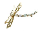 Vintage 2.19ct Opal Dragonfly 14kt Brooch
