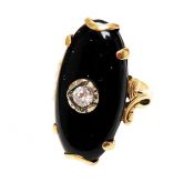 Edwardian Black Onyx and Diamond Ring