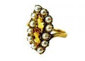 Edwardian Citrine Seed Pearl Ring