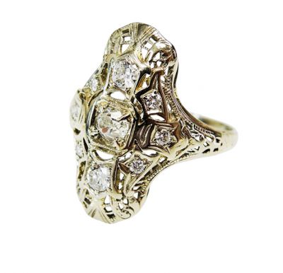 Edwardian Diamond Filigree Ring