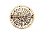 Edwardian Diamond and Pearl Brooch