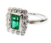 Edwardian Inspired Emerald and Diamond Ring