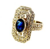 Edwardian Inspired 1.86ct Sapphire and Diamond 18kt Ring