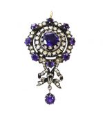 Edwardian Amethyst and Diamond Pendant