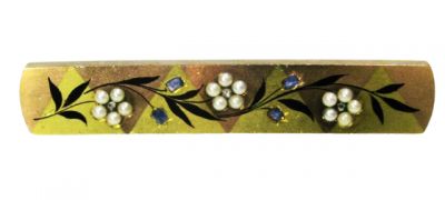 Edwardian Diamond Sapphire Pearl Brooch