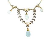 Aquamarine and Diamond Necklace