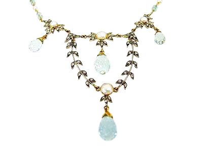 Aquamarine and Diamond Necklace