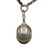 A English Sterling hallmarked Victorian Locket with Handmade Belcher Link Chain